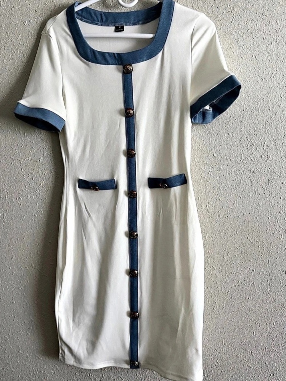 Blue Trim Mini Dress Size Medium Like New